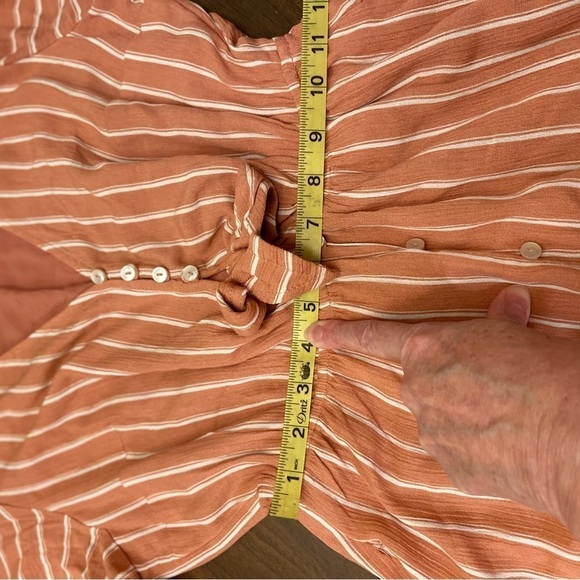 Abercrombie Striped Orange and White Button-Up Tie-Front Dress Size Medium - Picture 9 of 11